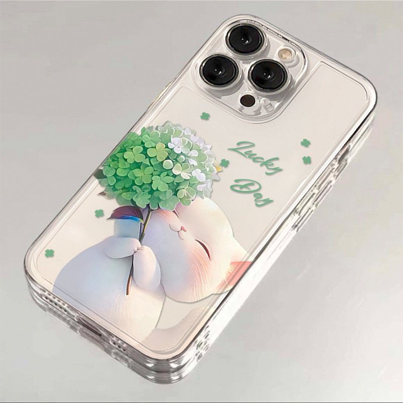 紫色宫格花朵适用苹果17/16promax太空手机壳透明iPhone15/14/13pro可爱卡通vivo华为P70小米17oppo个性潮款