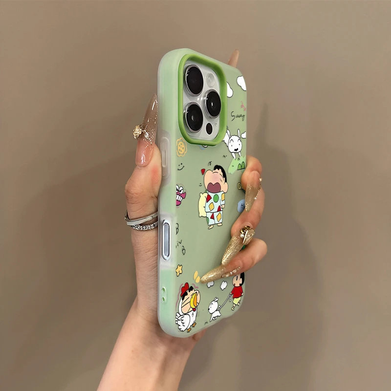 睡觉哈欠小新果冻二合一适用苹果17promax手机壳16/15pro磨砂肤感iPhone14pro小众创意13/12/11简约个性AIR潮