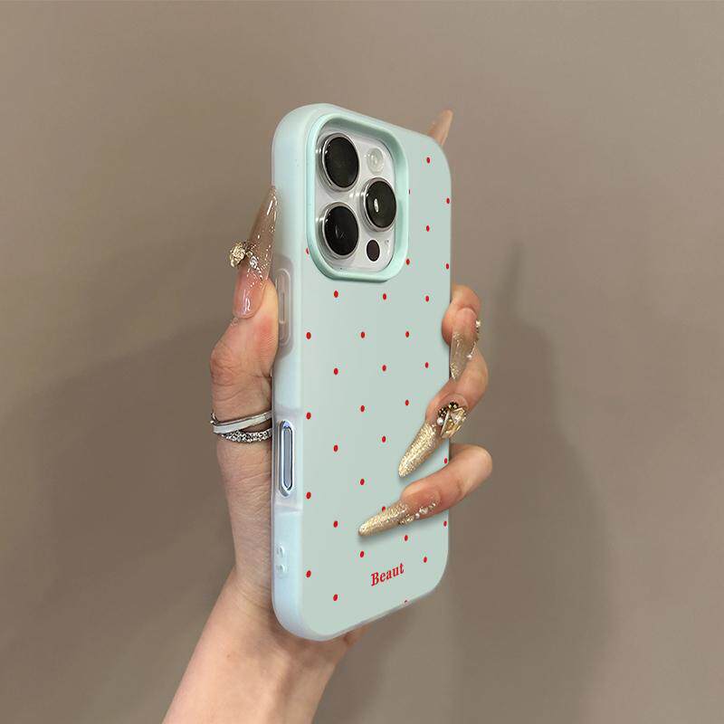 红色波点果冻二合一适用苹果17promax手机壳16/15pro磨砂肤感iPhone17pro防摔保护16/15/14/13/12/11软套AIR