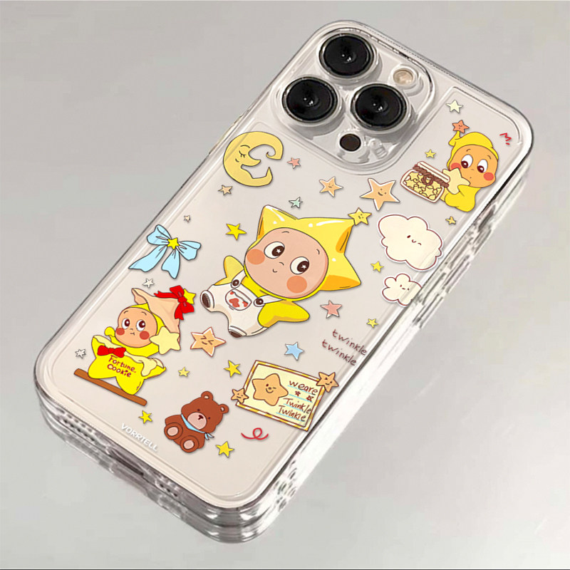 可爱软萌星人适用苹果17/16promax太空手机壳透明iPhone16/15/14/13pro卡通新款vivo华为P70小米17oppo保护套