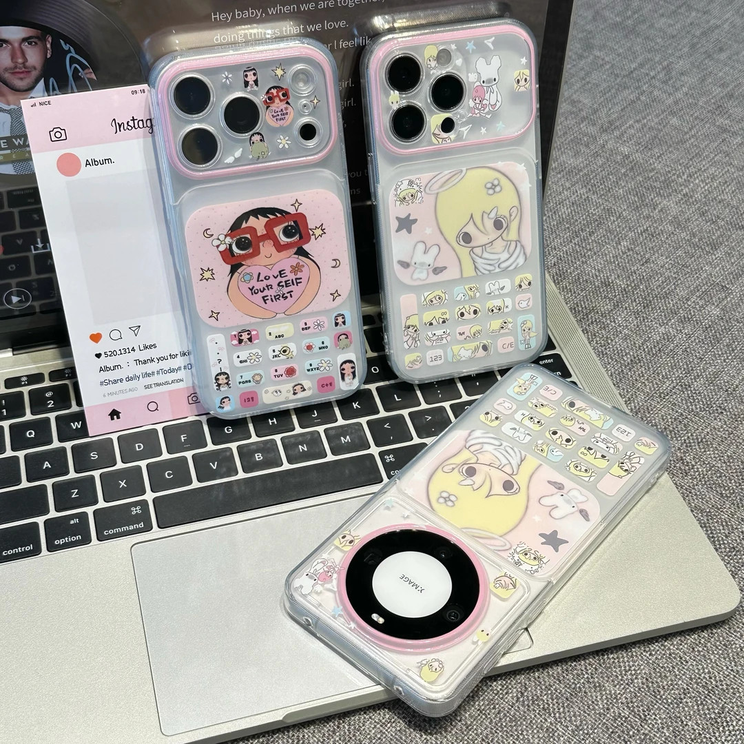 红框眼镜小玉适用苹果17/16promax侧边爱心手机壳iPhone15plus小众创意14pro全包软套13pro简约12个性AIR女款