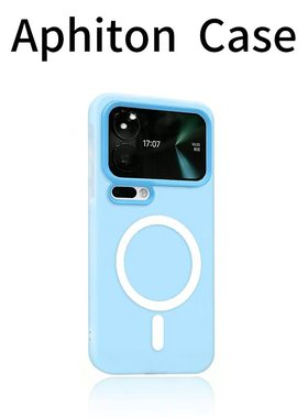 蓝色果冻肤感磁吸适用苹果17promax二合一手机壳iPhone16/15/14/13pro全包防摔vivo华为p80小米17oppo磨砂套