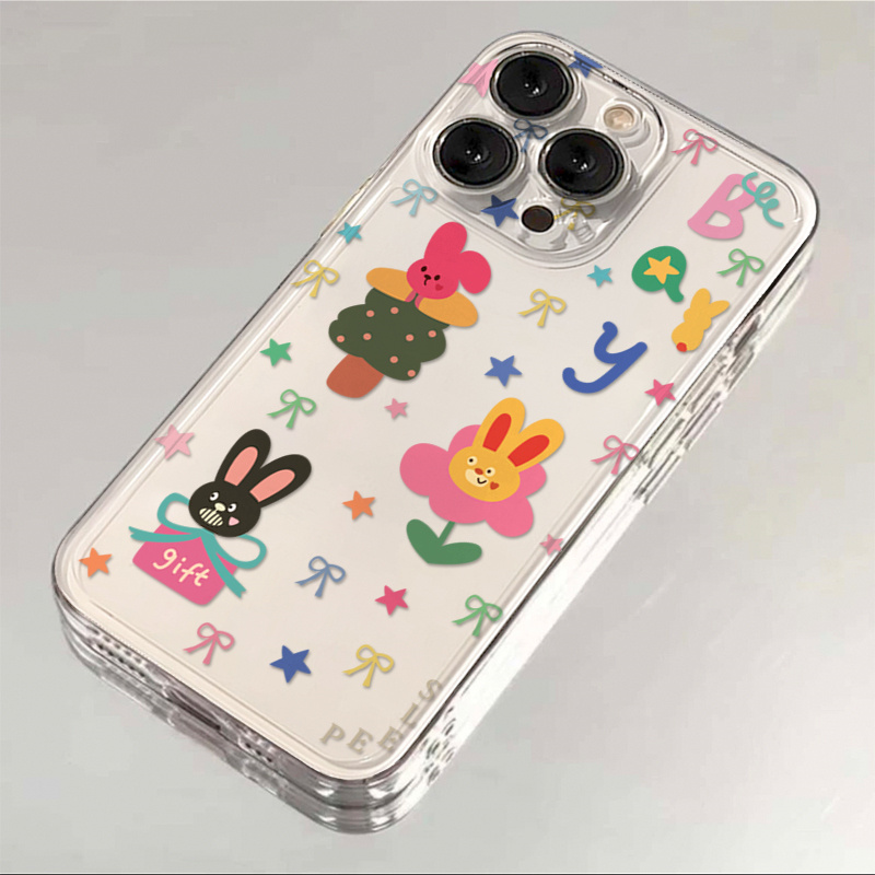 彩结花朵小兔适用iPhone17promax/16proamx/15promax防摔17pro/16pro/15pro手机壳华为P70vivo小米oppo保护套