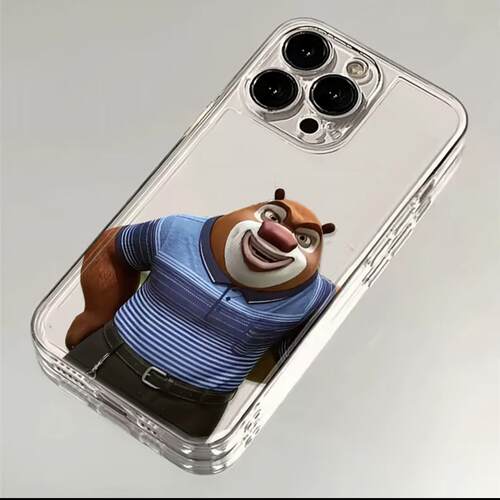 熊大熊二polo衫适用于苹果16/17promax手机壳适用iPhone15pro/14/13/12太空壳透明华为p80vivo小米17oppo软套
