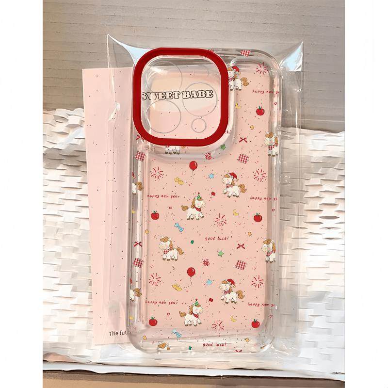 红框新年小马适用苹果17/16promax太空手机壳透明iPhone15/14/13pro全包防摔vivo华为P70小米17oppo卡通新款,3C数码配件,手机保护套/壳,淘宝优惠券,粉丝福利购,淘宝优惠卷
