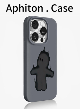 黑色火焰小人适用苹果17promax糯米手机壳iPhoneAIR16/15/14pro肤感磨砂16plus硅胶软壳13可爱12/17AIR防摔套