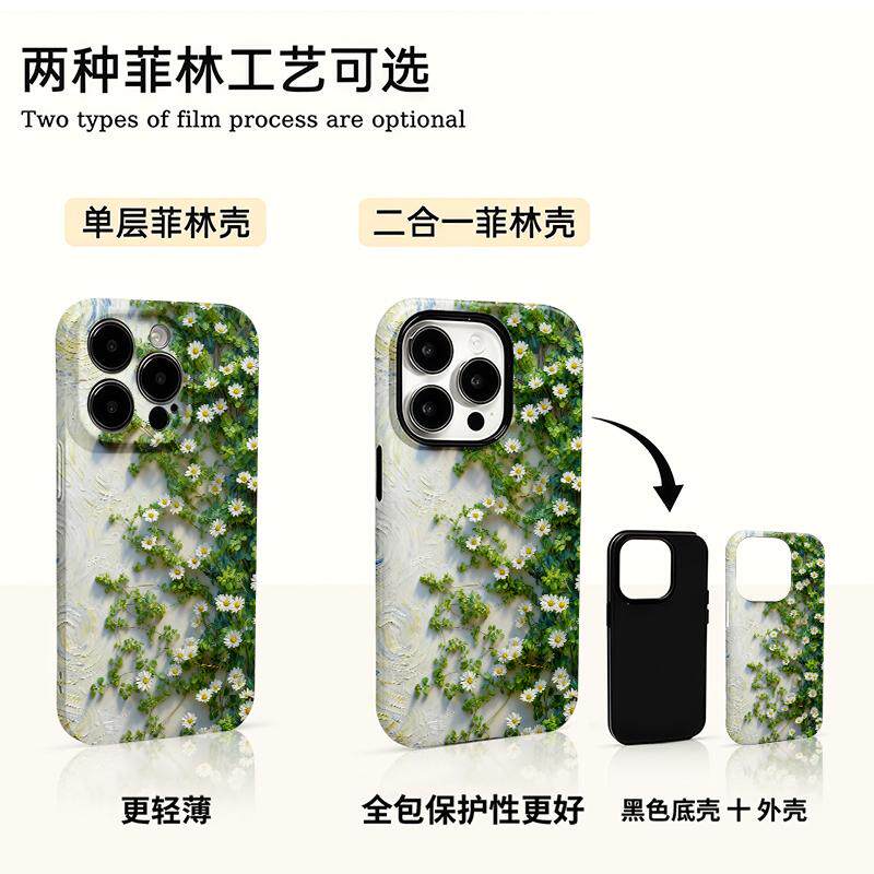 小清新雏菊适用苹果17/16promax菲林二合一手机壳iPhone15/14/13pro全包防摔vivo华为P70小米17oppo