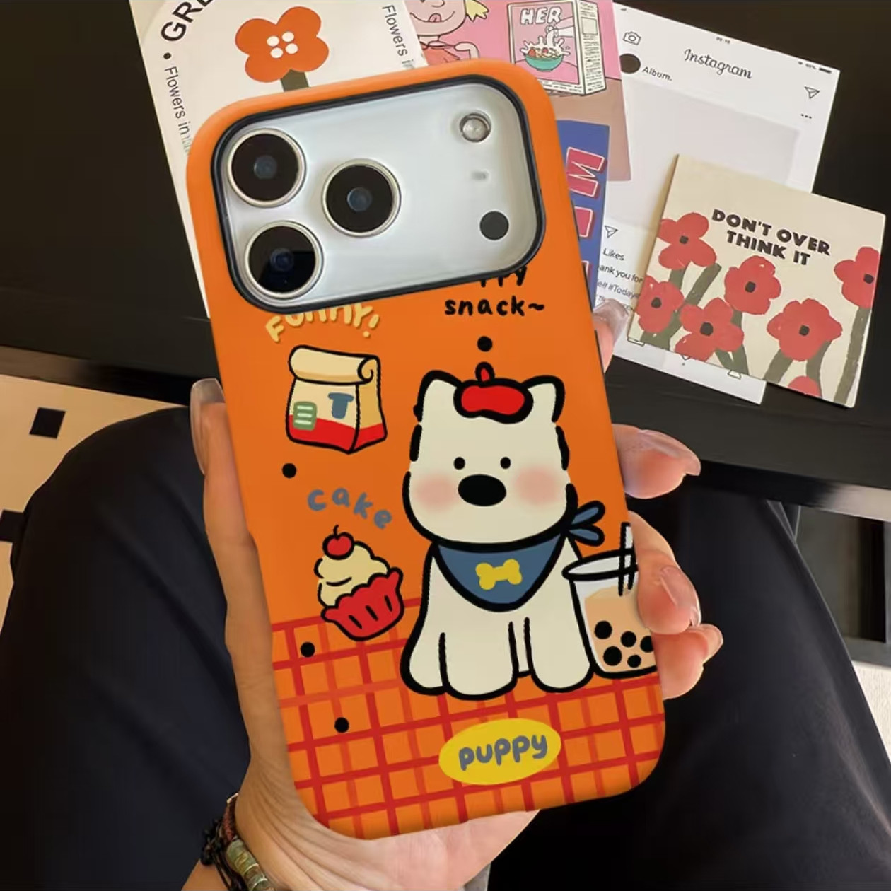橙格汉堡小狗适用苹果17/16promax菲林二合一手机壳iPhone15/14/13pro小众创意vivo华为P70小米17oppo防摔套