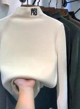 2025秋冬德绒修身内搭半高领保暖打底衫新款韩版长袖t恤女装