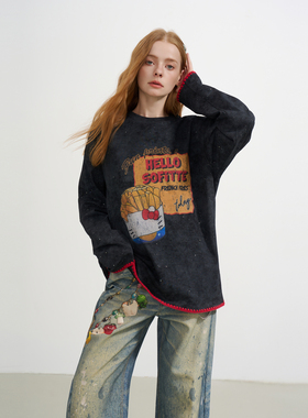 【汪苏泷 张籽沐 王楠同款】SOFITTE 25AW做旧薯条长袖T恤厚款