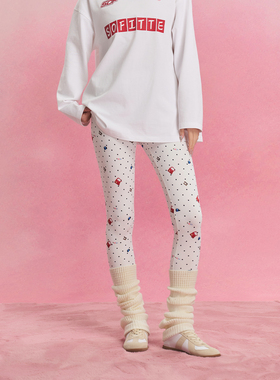 SOFITTE 25SS时尚白色趣味包包波点印花打底裤保暖内穿线裤女