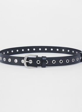 【赵品霖同款】SOFITTE 黑色免打孔圆形气眼爱心束腰皮带男女同款