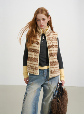 SOFITTE 25AW费尔岛毛绒高领拉链马甲休闲保暖男女同款