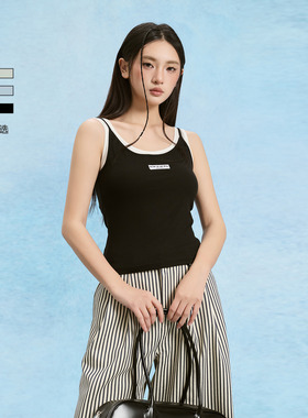 SOFITTE 25SS原创设计假两件立体剪裁无袖拼接撞色针织修身背心女