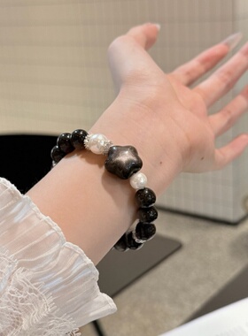 原创设计天然银曜石贝珠手串气质轻奢高级感简约百搭情侣款手链女