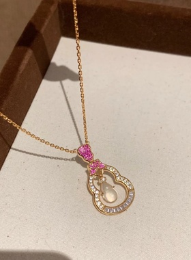 新中式古法金点钻拉丝葫芦福禄项链新中式花丝葫芦平安锁轻奢项链