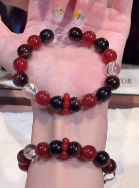 天然红虎眼红玛瑙水晶手串女时尚个性精致小众原创设计百搭手饰品