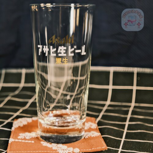 朝日黑啤酒金色印花玻璃杯