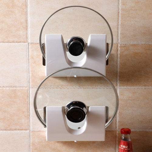 双庆壁挂免打孔带接水塑料锅盖架