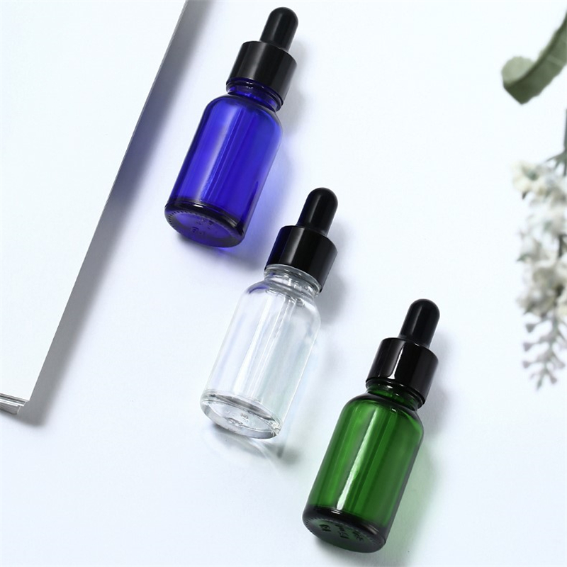 蓝色玻璃小样精华液旅行分装瓶