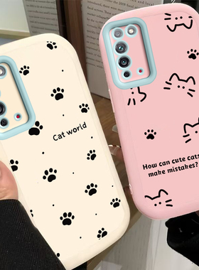 适用荣耀X10手机壳HONORX10保护套H0N0RX10华为HONOR新款10X1O可爱软硅胶全包防摔网红叉十专用男女线条猫爪