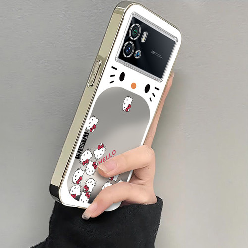 适用iQOO9手机壳vivoiQOO9Pro保护套vivo爱酷iQ009可爱i酷iPOO电镀银框iOOQ全包iQQO防摔iQ9iCOO女生大嘴kt猫