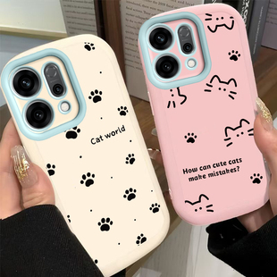 适用OPPOReno14手机壳Reno14Pro保护套OPPO新款液态硅胶OPPORen镜头全包防摔外壳0PP0Ren014Pr0男女线条猫爪