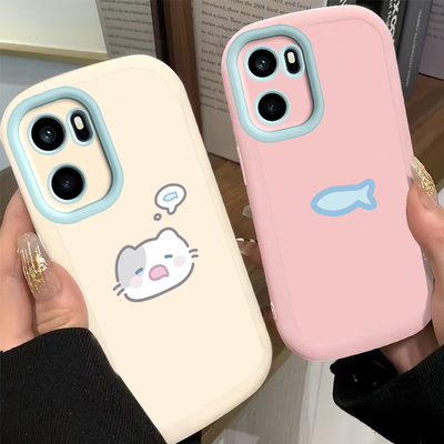 适用一加Ace6手机壳1加Ace6新款保护套OPPO液态硅胶镜头全包防摔PLQ110高级感oppoace软外壳1+Ac男女小猫小鱼