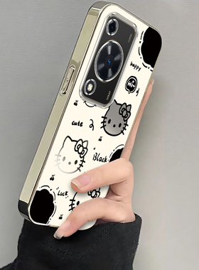 适用华为畅享70S手机壳畅想7OS保护套新款可爱电镀银框软壳全包防摔高级感荣耀享畅新品畅亨S70女生黑白kt猫