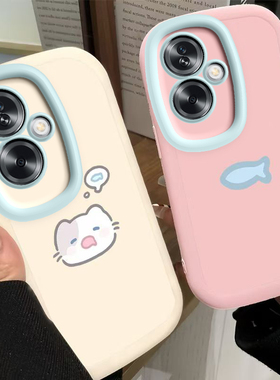 OPPOA2手机壳OPPO新款A2保护5G套A25G可爱OPA/OPPA液态硅胶OPP0PP0PPO全包PPOA防摔OPOP男女OA/POA小猫小鱼