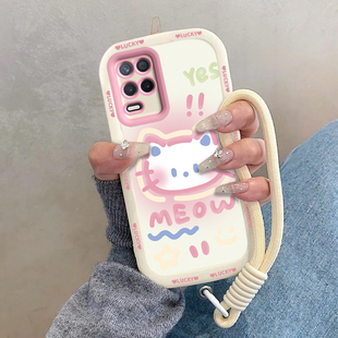 适用真我Q3手机壳realmeQ35G保护套RMX3161新款 Realme可爱硅胶Q3i全包3s防摔OPPORealmeQ3pro男女3t害羞kt猫