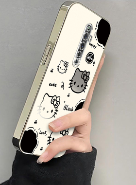 适用OPPOReno2Z手机壳OPPO新款套OPPORenoZ升降摄像头OPPOZ电镀0PP0Ren02Z全包OPPORen防摔Rone女生黑白kt猫
