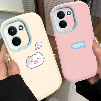 适用iqooZ11手机壳vivoiqooZ11X新款Z11爱酷iq00液态硅胶vivoz全包防摔ipooz保护套男iqoo女生的外壳小猫小鱼