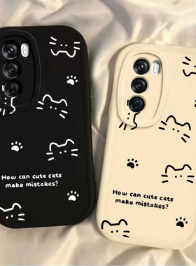 OPPOReno12手机壳OPPO新款Reno12Pro5G套OPPORone125G硅胶OPPOReon全包防摔OPPORneo男女OPP0PP0PPO线条猫咪