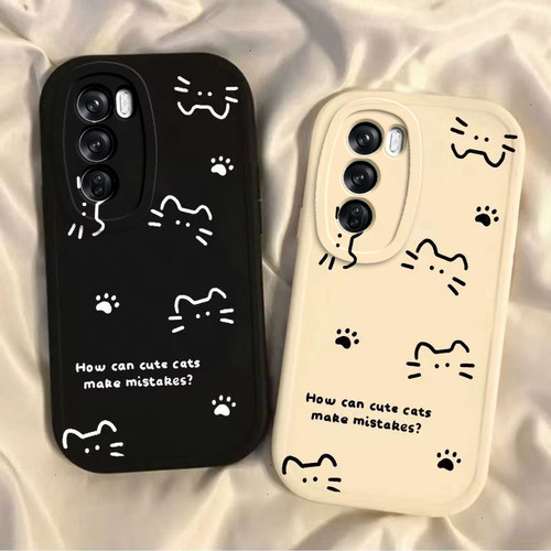 OPPOReno12手机壳OPPO新款Reno12Pro5G套OPPORone125G硅胶OPPOReon全包防摔OPPORneo男女OPP0PP0PPO线条猫咪