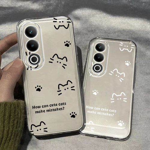 适用于一加Ace3V手机壳1加AEC新款OPPO专用保护套一加ACEV十外壳全包防摔OPPOACE线条猫咪1+AC3V3可爱透明款