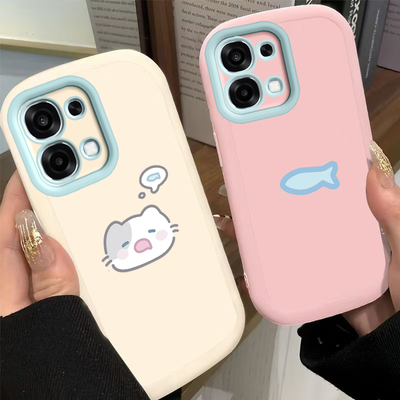 适用红米Turbo5Max手机壳REDMITurbo5保护套REDMI小米新款液态硅胶RED镜头全包防摔Trubo软外壳男女小猫小鱼