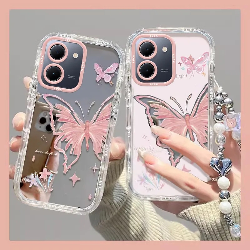 适用vivoy77/y78手机壳女新款y76s仙女蝴蝶y77e/y78+十全包防摔y70s/y73s镜面y93y93s可爱y85网红y7s/y10y11