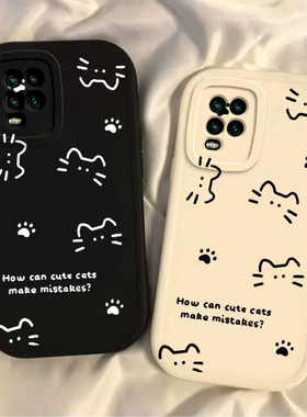 适用小米10青春版手机壳Mi10LiteZoom保护套M2002J9E十Lite春青板Zoom新款可爱硅胶软壳全包防摔男女线条猫咪