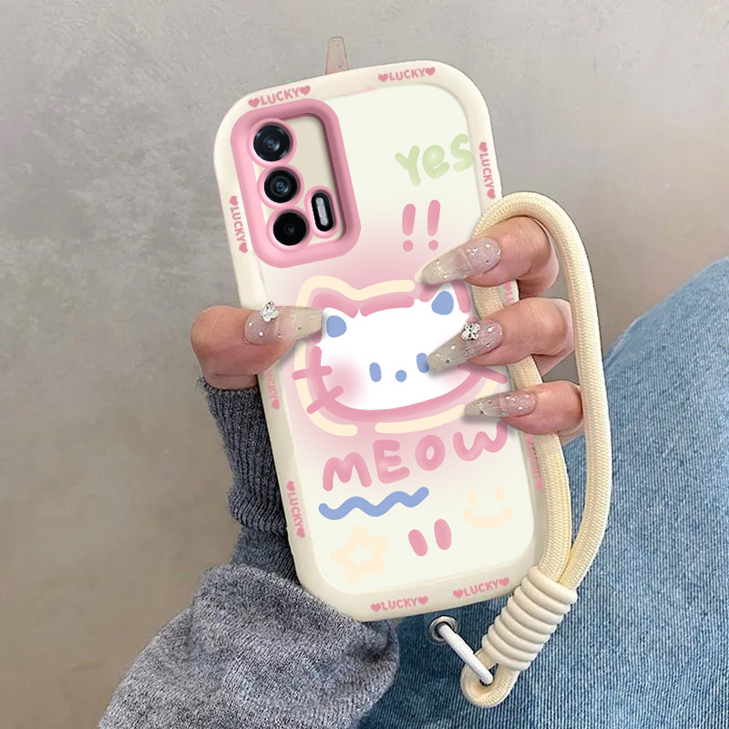 适用真我Q3Pro手机壳realmeQ3Pr0保护套RMX2205新款Realme可爱OPPO液态硅胶OPPOQ全包防摔Por5G男女害羞kt猫