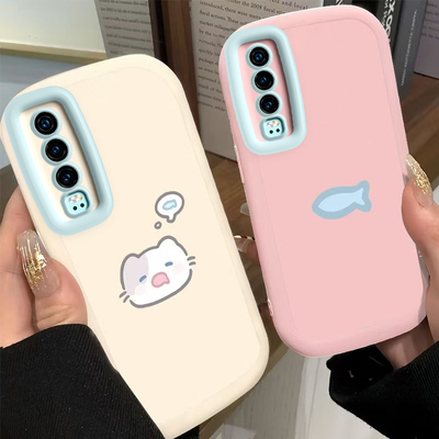 适用华为P30手机壳P3O保护套ELE一AL00新款可爱液态硅胶软壳全包防摔P三零HUAWEIP怕P了ELEAL拍男女小猫小鱼