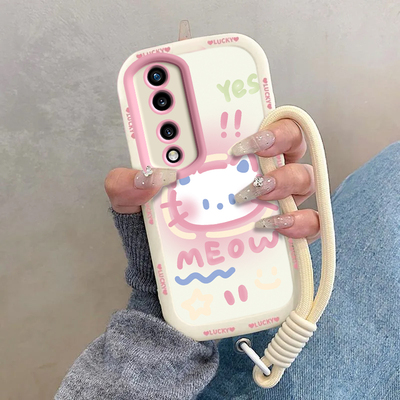 适用荣耀70手机壳华为HONOR70Pro保护套H0N0R70Pr0新款液态硅胶全包防摔七十专用七零曲屏版可爱男女害羞kt猫