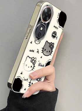 适用荣耀畅玩70Plus手机壳新款保护套LOG一AN00华为电镀透明honor全包防摔LOGAN玩畅男女畅享p软外壳黑白kt猫