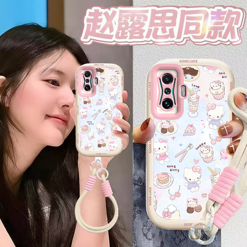 适用红米K50电竞版手机壳小米Redmi K50G保护套RedmiK50G新款可爱游戏增强板液态硅胶全包防摔看男女甜点kt猫