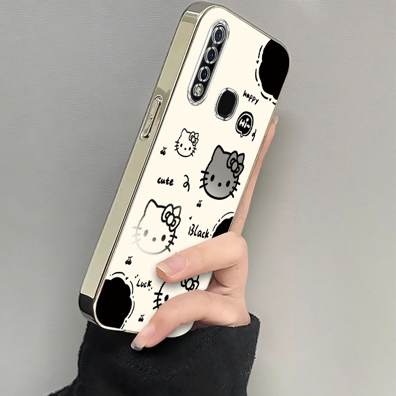 适用vivoZ5x手机壳vivo Z5x712版保护套viv0新款可爱viviz软电镀vovoz全包防摔voviz步步高viovz女生黑白kt猫