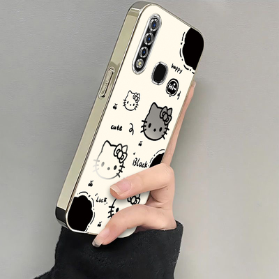 适用vivoZ5x手机壳vivo Z5x712版保护套viv0新款可爱viviz软电镀vovoz全包防摔voviz步步高viovz女生黑白kt猫