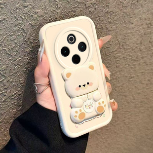 适用vivoY300Pro+手机壳Y300Pr0十vivo保护套新款硅胶软壳全包防摔曲屏曲面屏viv0加Por丫voviy男女镜子支架