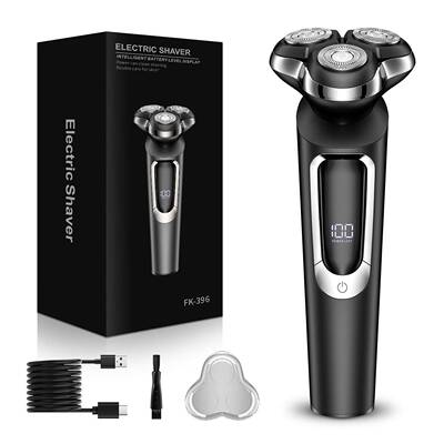 Men's Rotary Razor, Pop‑Up Sideburn Trimmer, Wet & Dry Use