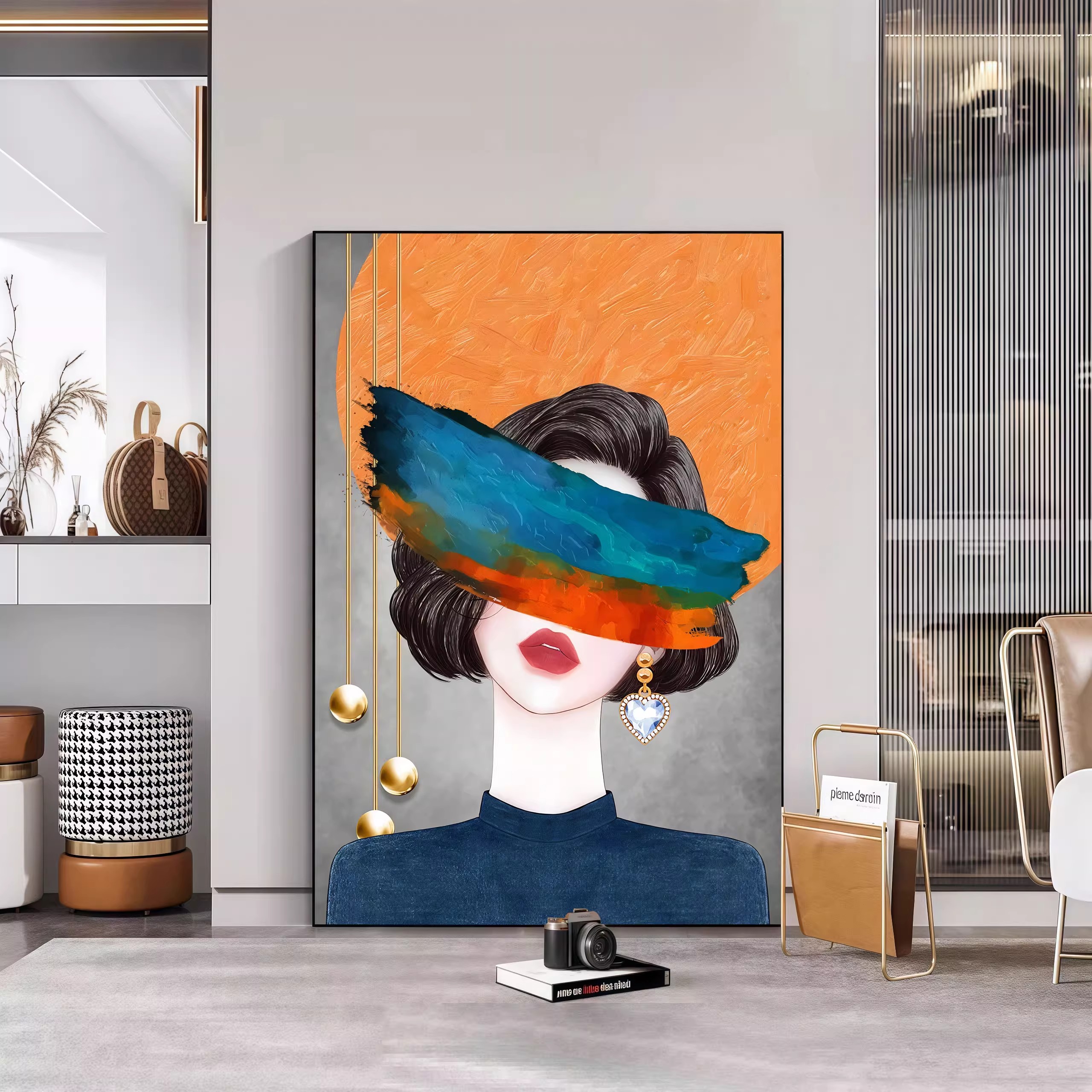艺术美女人物装饰画现代简约玄关楼梯过道走廊壁画进门主卧室挂画图片