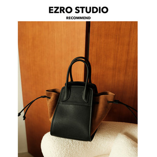 撞色磨砂真皮高级拼色蝙蝠包小众设计翅膀包洋气百搭女包 EZRO